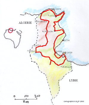 Carte du parcours en Tunisie