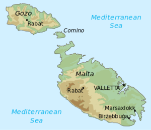 Carte de Malte avec Relief